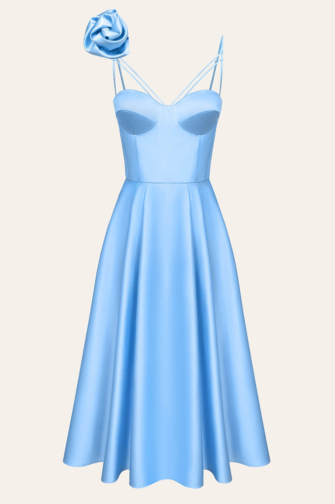 Rose Detail Bell Corset Midi Dress - POST MERIDIEM