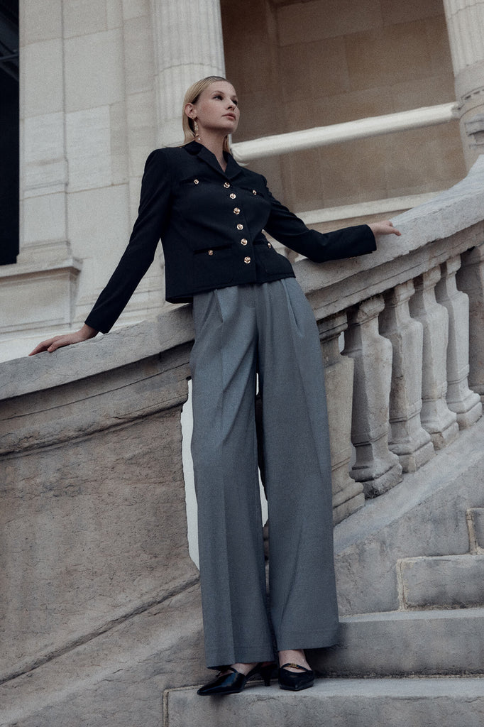 Pleated Wide Leg Trousers - POST MERIDIEM
