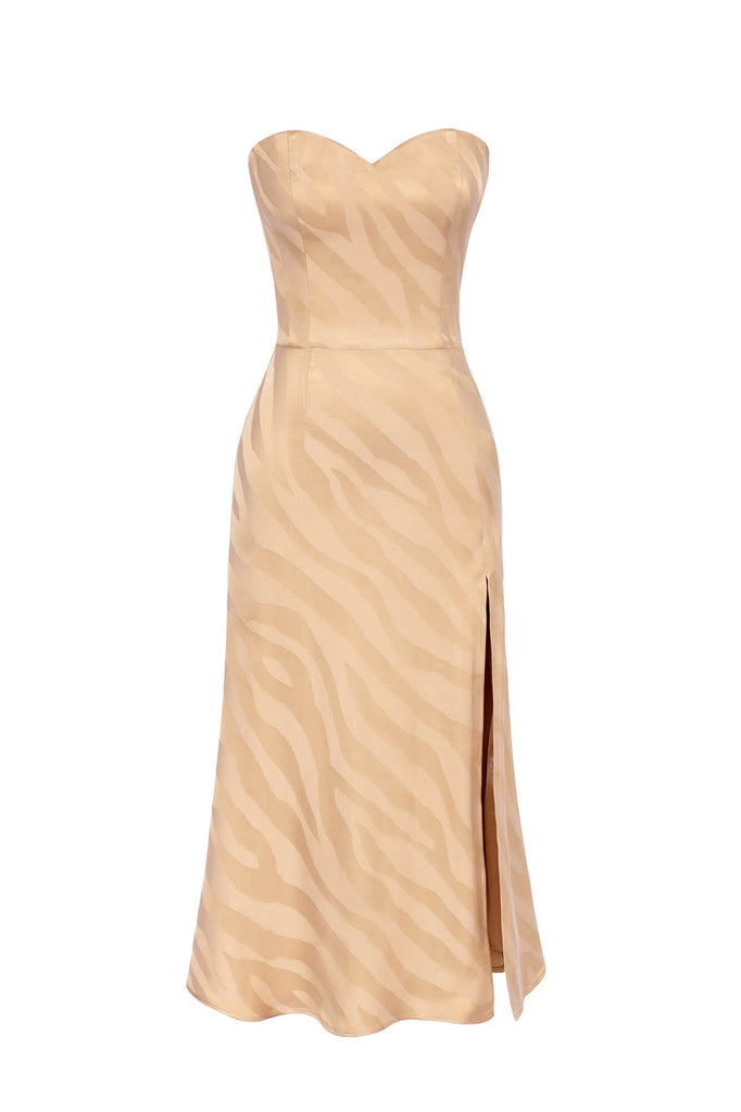 Viscose Slit Corset Midi Dress - POST MERIDIEM