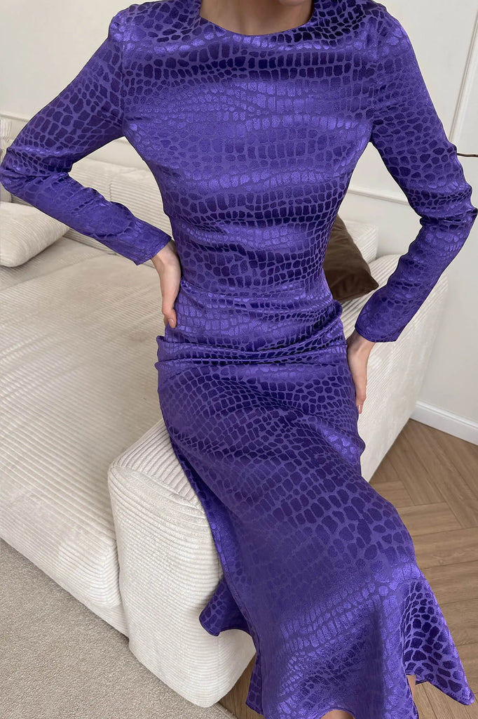 Godet Silhouette Long Sleeve Midi Dress - POST MERIDIEM