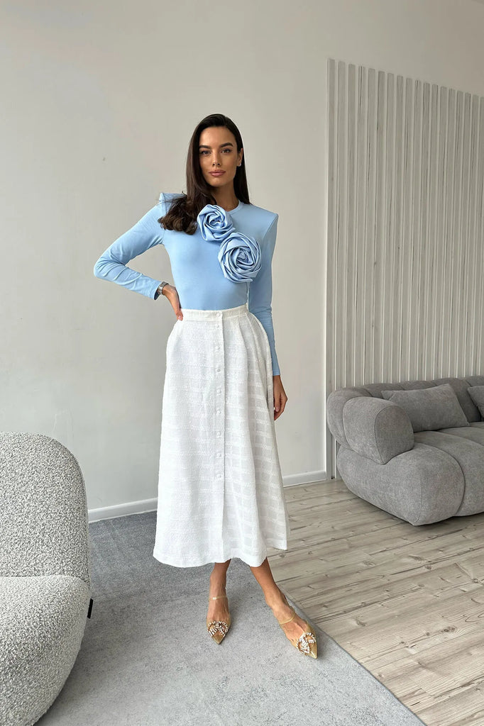 Rose Detail Knitted Bodysuit - POST MERIDIEM