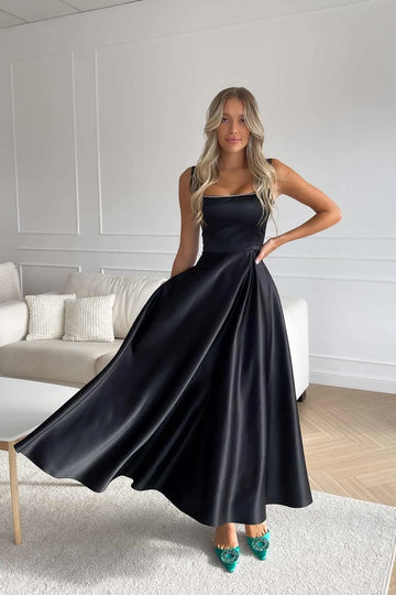 Strap Decorated Bodice Midi Dress - POST MERIDIEM