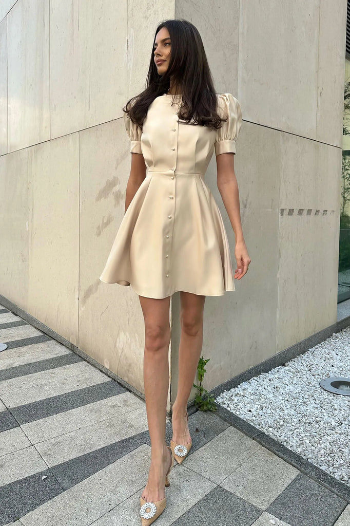 Button Front Mini Dress - POST MERIDIEM