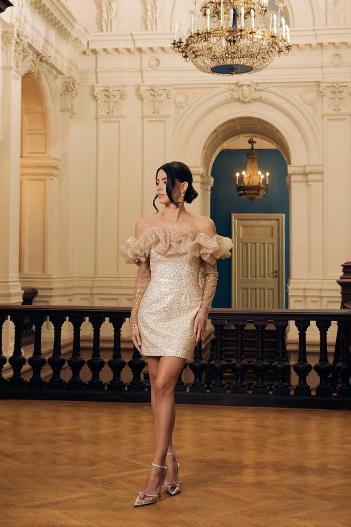 Meringue Long Sleeve Mini Dress - POST MERIDIEM