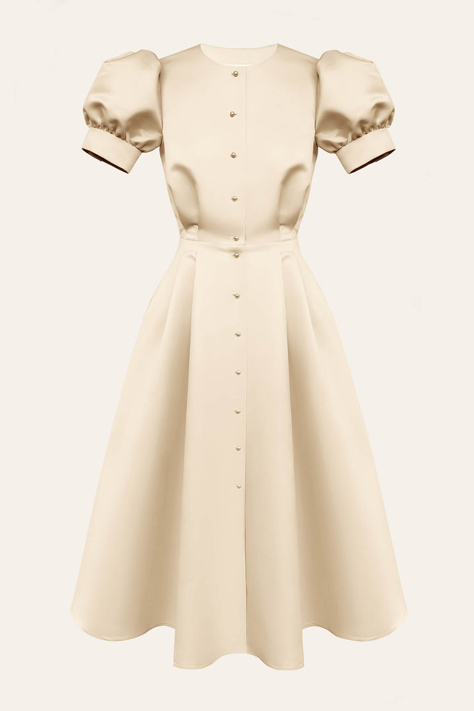 Button Front Midi Dress - POST MERIDIEM