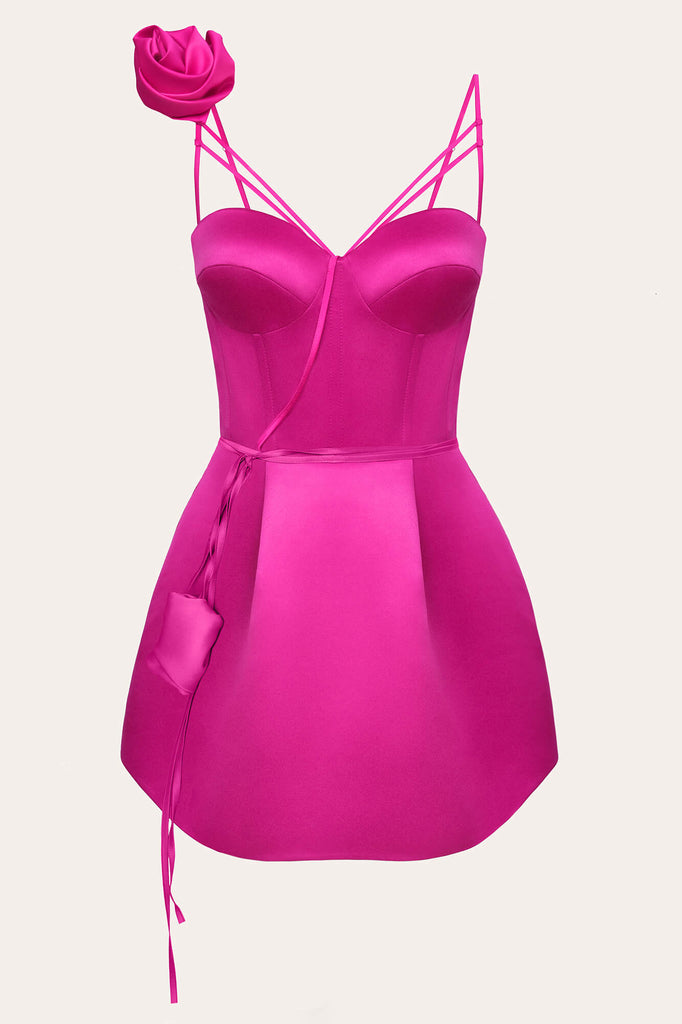 Rose Detail Bell Corset Mini Dress - POST MERIDIEM