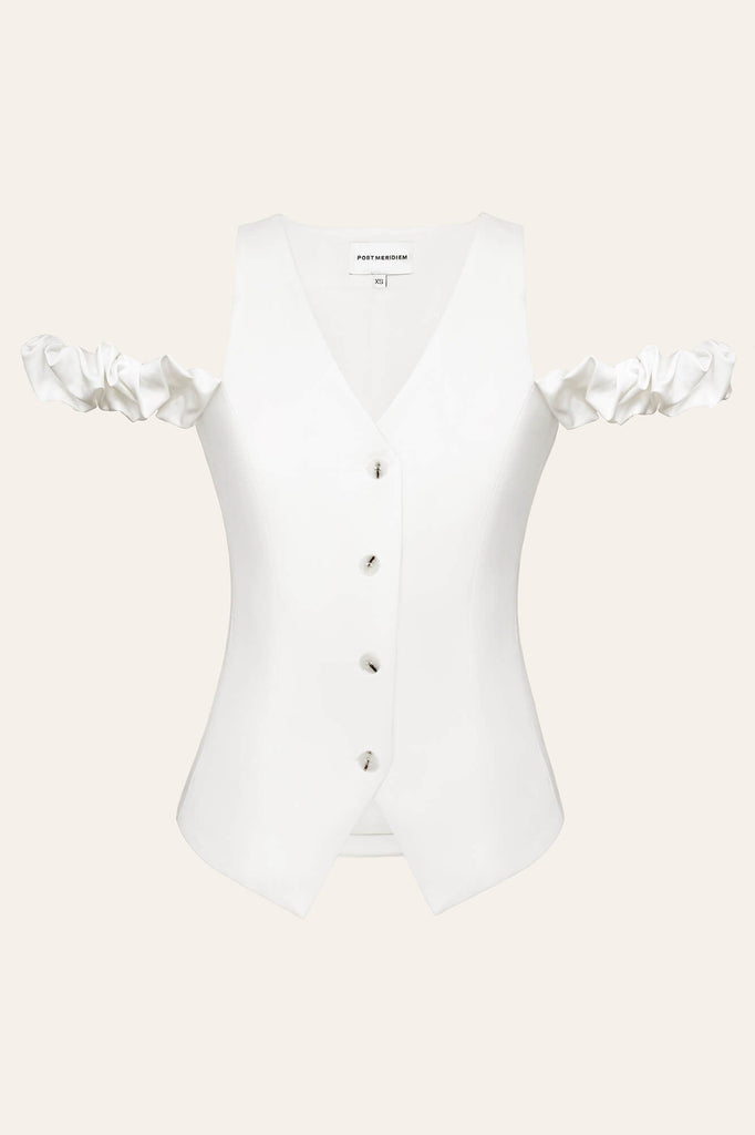 Decorated Shoulder Details Waistcoat Top - POST MERIDIEM