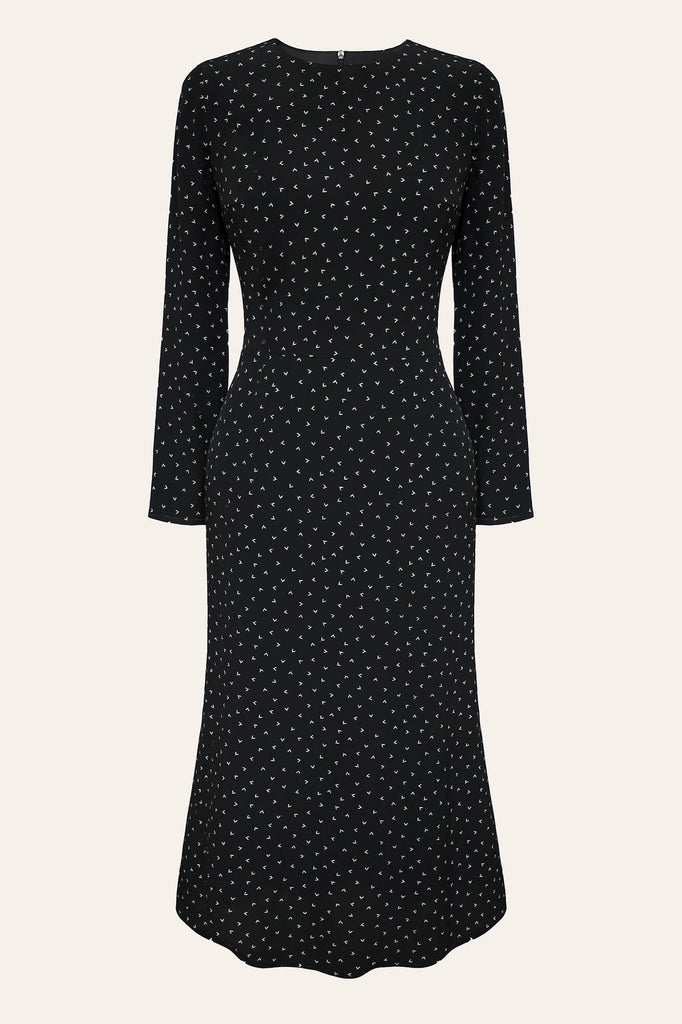 Godet Silhouette Long Sleeve Midi Dress - POST MERIDIEM