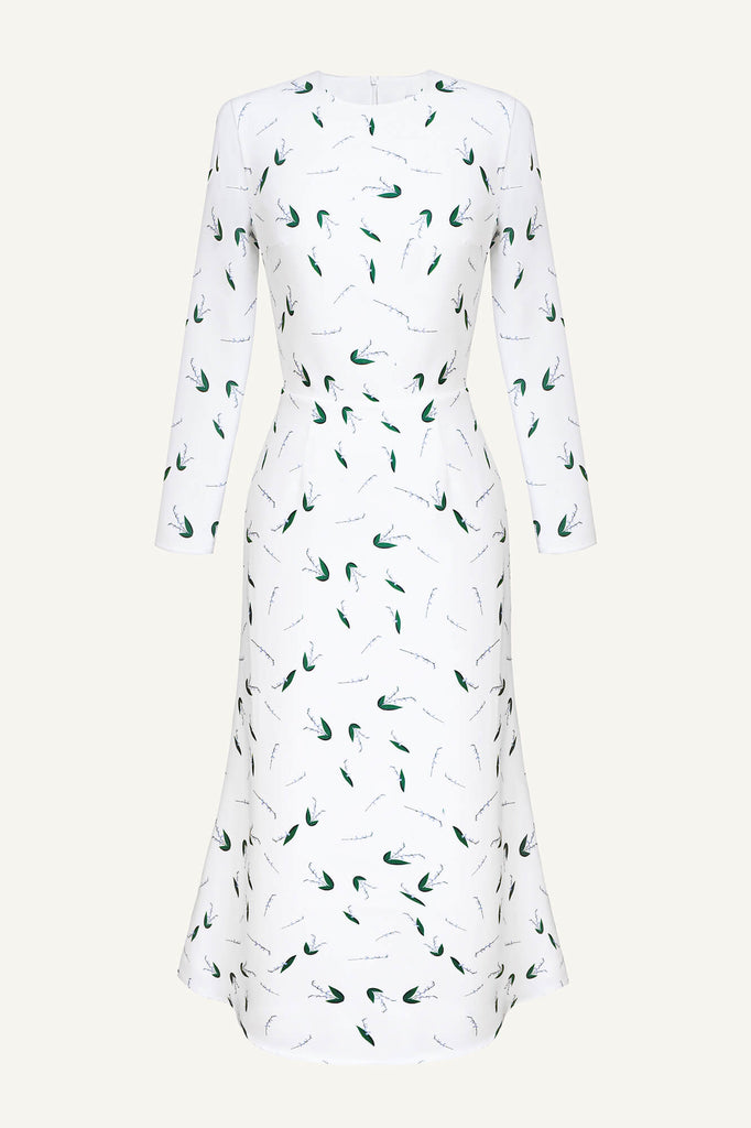 Godet Silhouette Long Sleeve Midi Dress - POST MERIDIEM