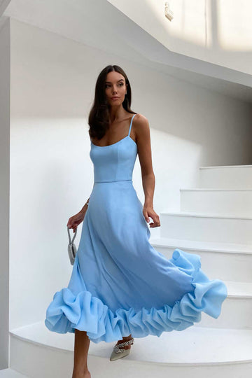 Flounce Bustier Midi Dress - POST MERIDIEM