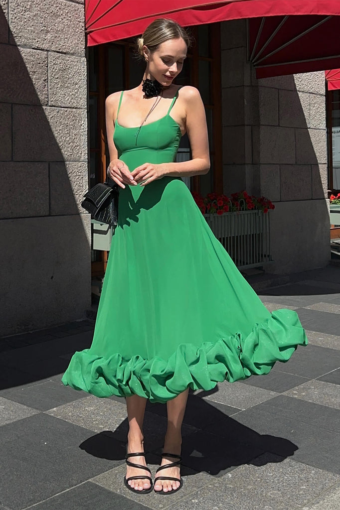 Flounce Bustier Midi Dress - POST MERIDIEM