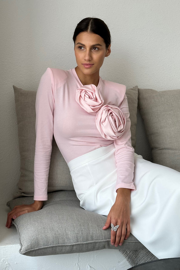 Rose Detail Knitted bodysuit - POST MERIDIEM