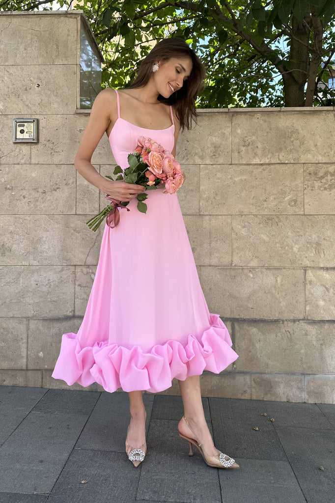 Flounce Bustier Midi Dress - POST MERIDIEM