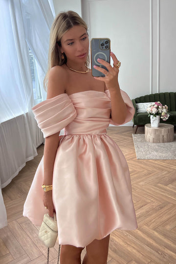 Draped Bodice Puffy Skirt Mini Dress - POST MERIDIEM