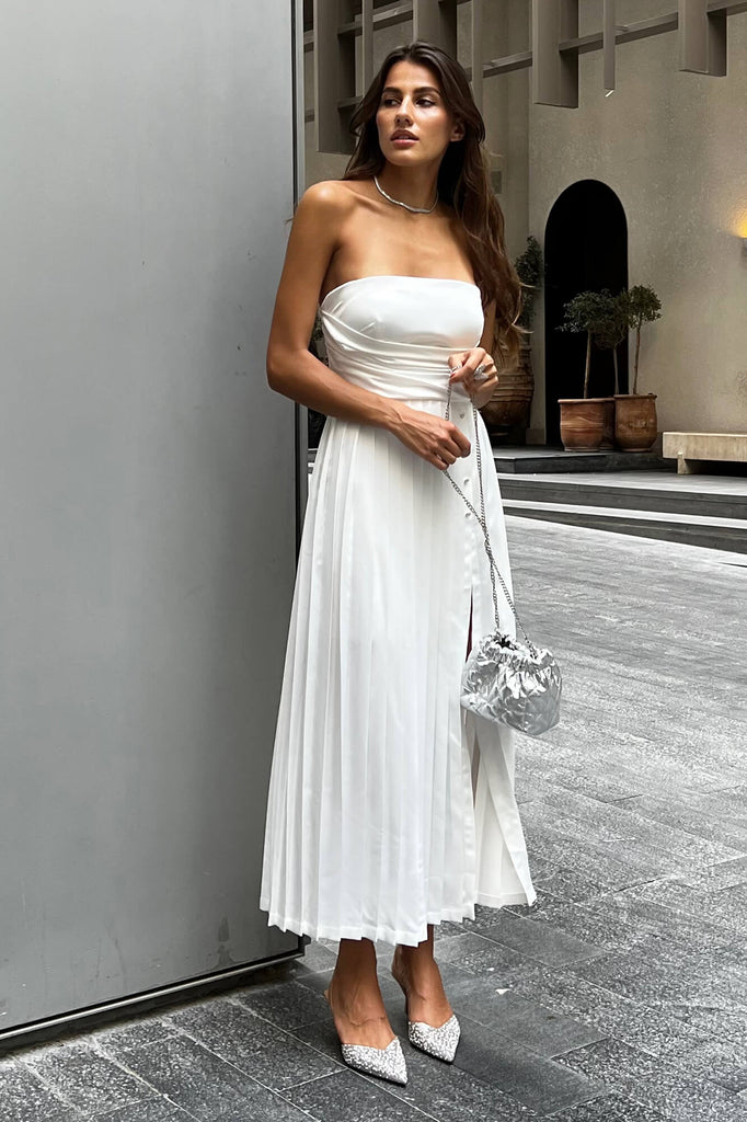 Corset Pleated Midi Dress - POST MERIDIEM