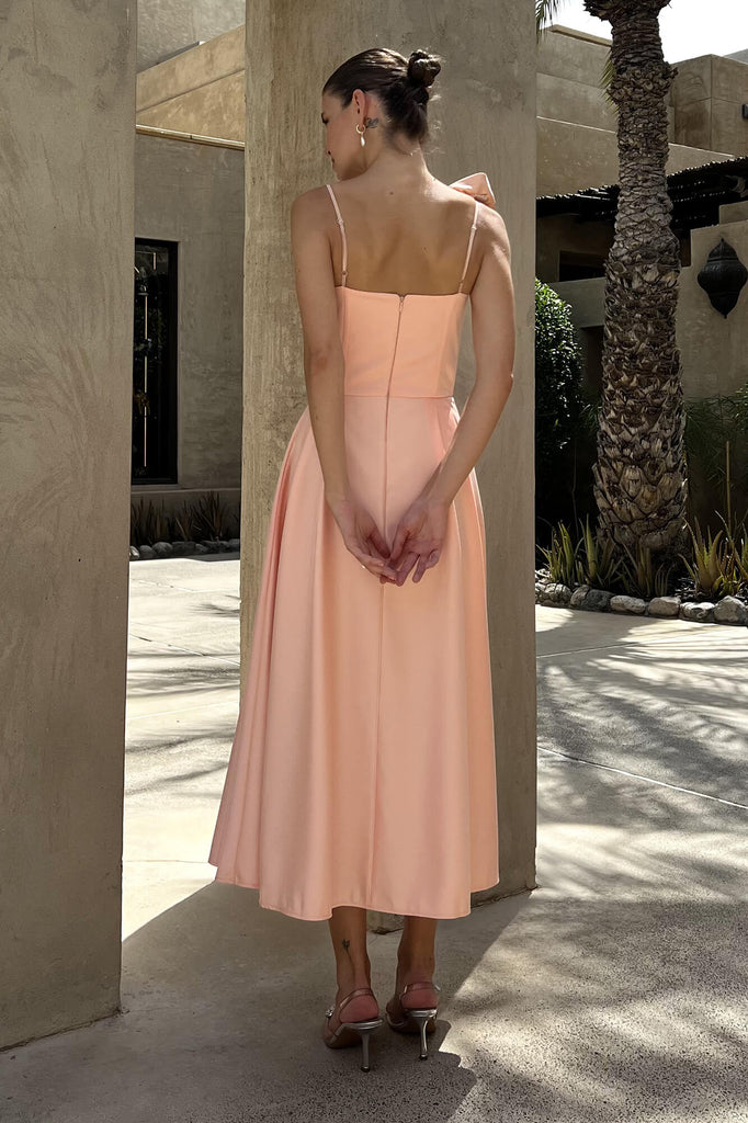 Rose Detail Bell Corset Midi Dress - POST MERIDIEM