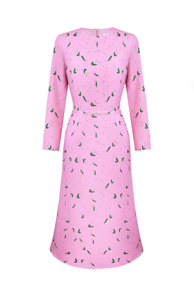 Godet Silhouette Long Sleeve Midi Dress - POST MERIDIEM