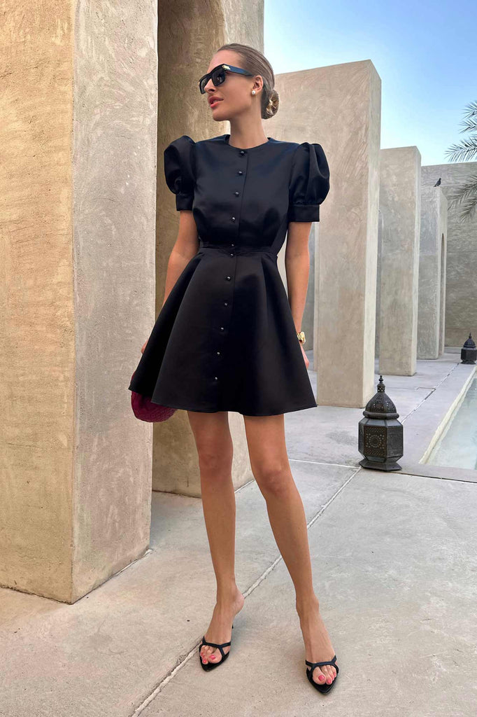 Button Front Mini Dress - POST MERIDIEM