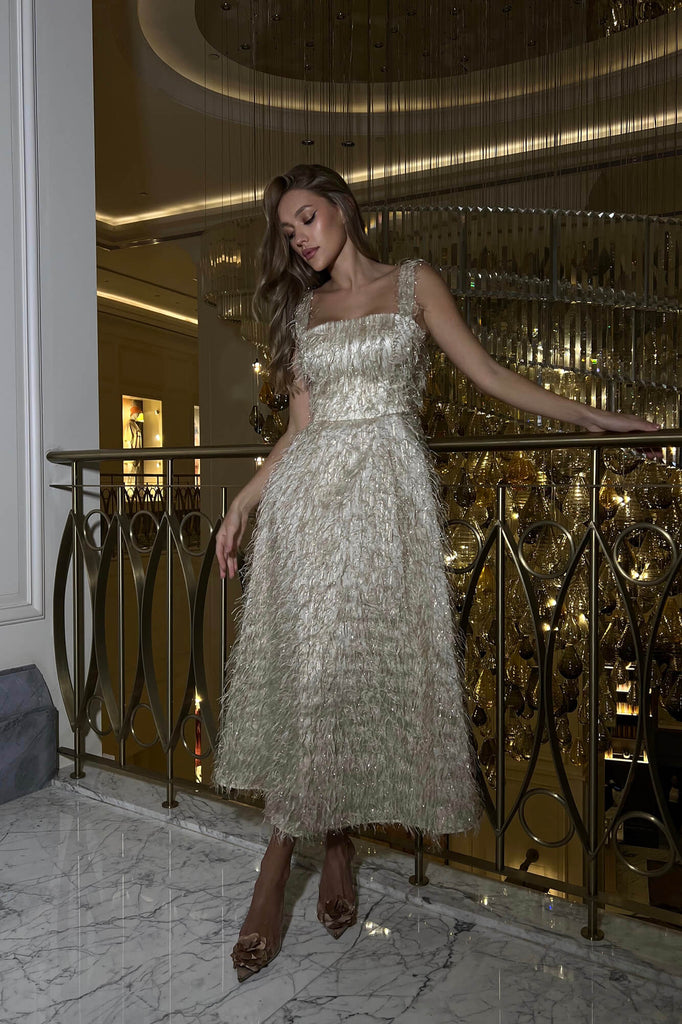 Pleated Corset Midi Dress - POST MERIDIEM