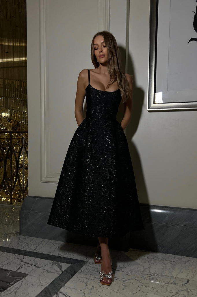 Jacquard Gold Flecks Bustier Dress - POST MERIDIEM