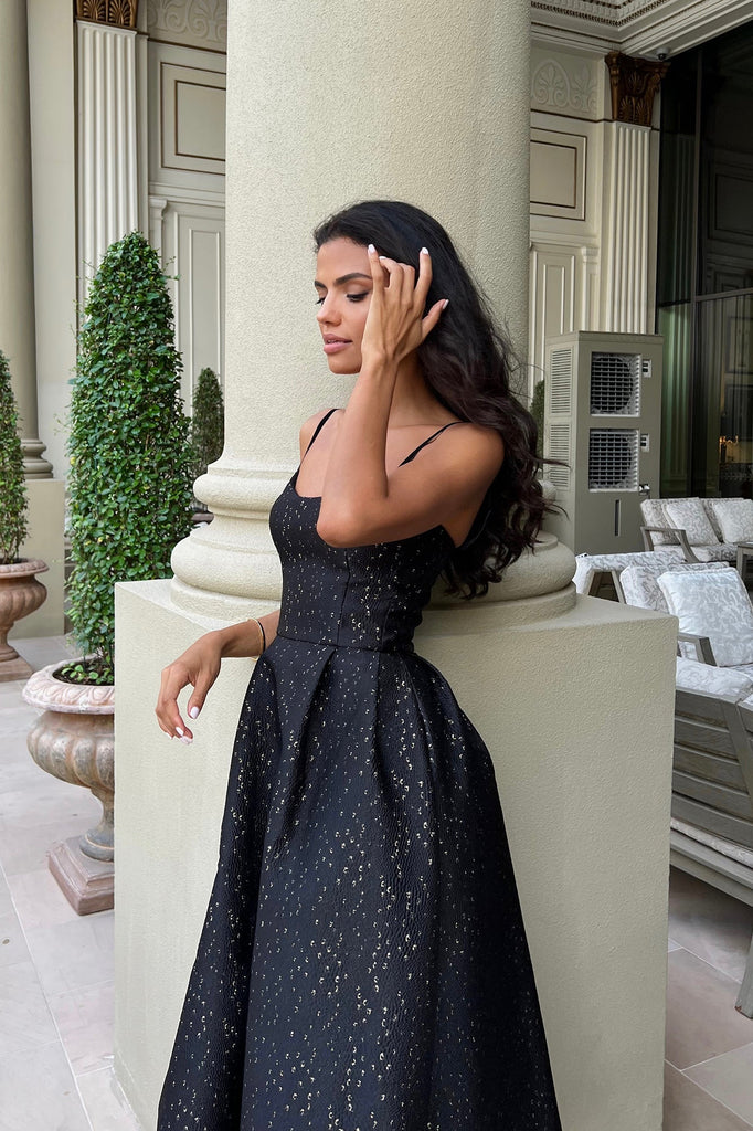 Jacquard Gold Flecks Bustier Dress - POST MERIDIEM