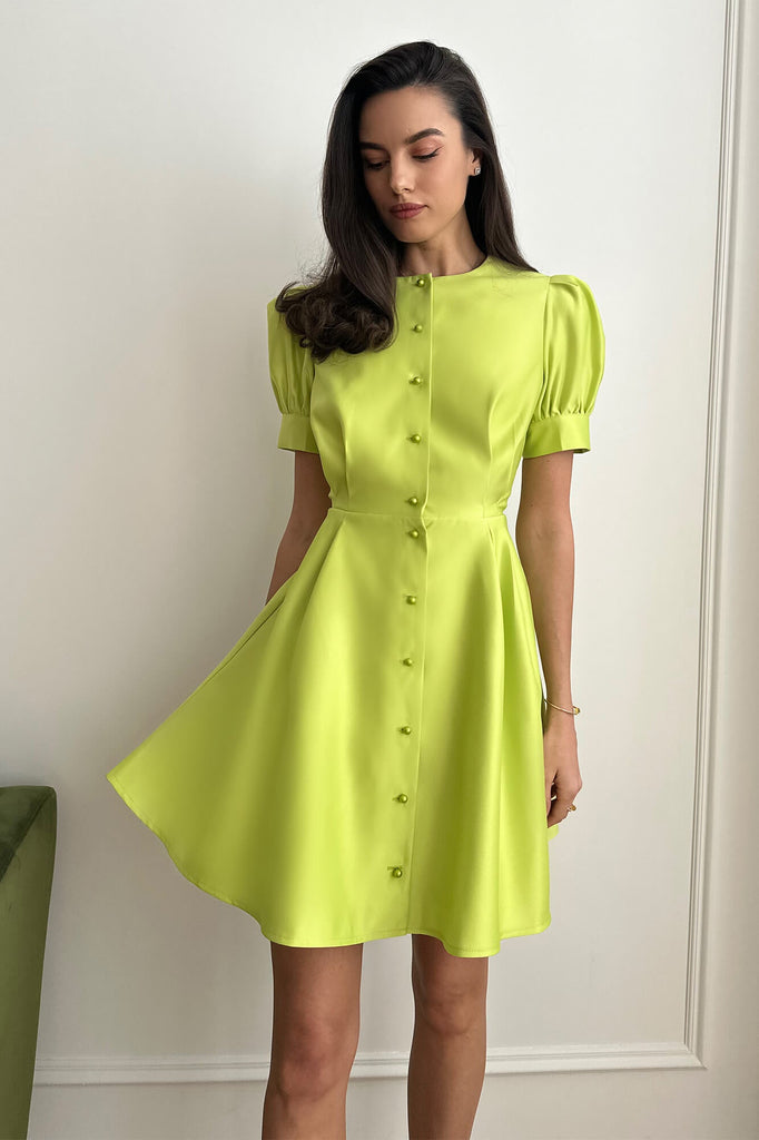 Button Front Mini Dress - POST MERIDIEM