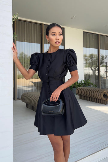 Button Front Mini Dress - POST MERIDIEM