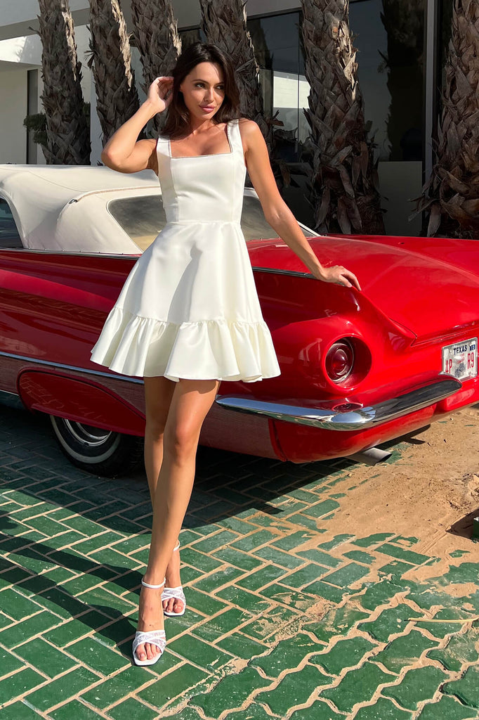 Bottom Flounced Strap Mini Dress - POST MERIDIEM