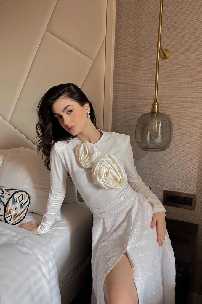 Rose Detail Knitted Bodysuit - POST MERIDIEM