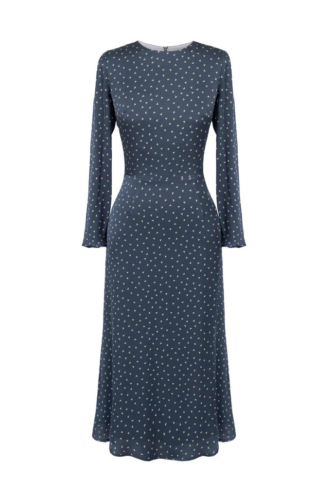 Godet Silhouette Long Sleeve Midi Dress - POST MERIDIEM