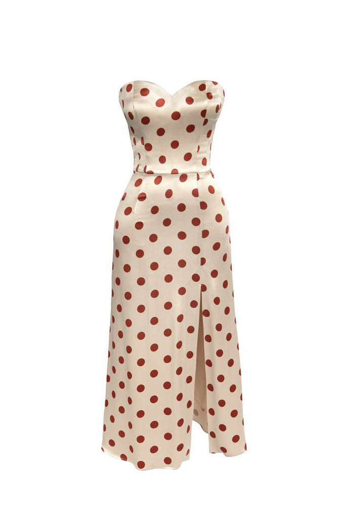 Viscose Slit Corset Midi Dress - POST MERIDIEM