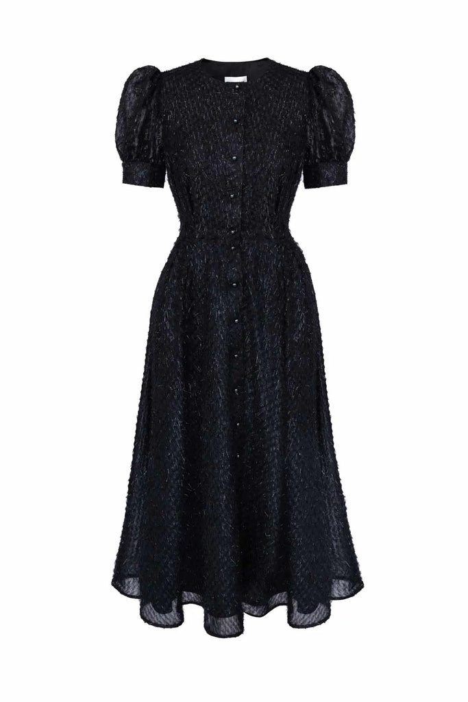 Sequin Button Front Midi Dress - POST MERIDIEM