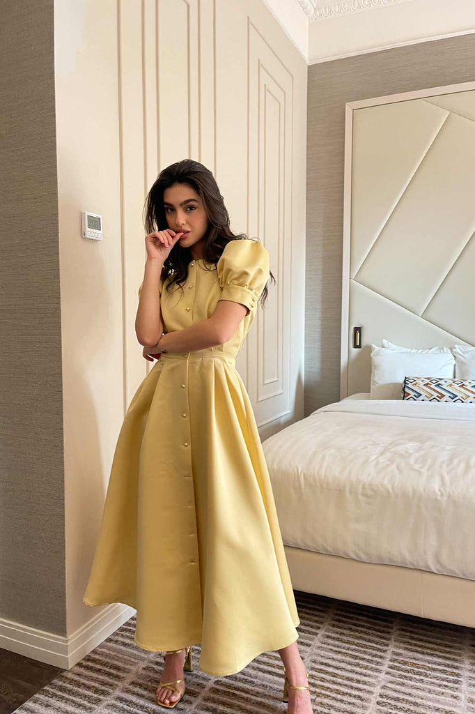 Button Front Midi Dress - POST MERIDIEM