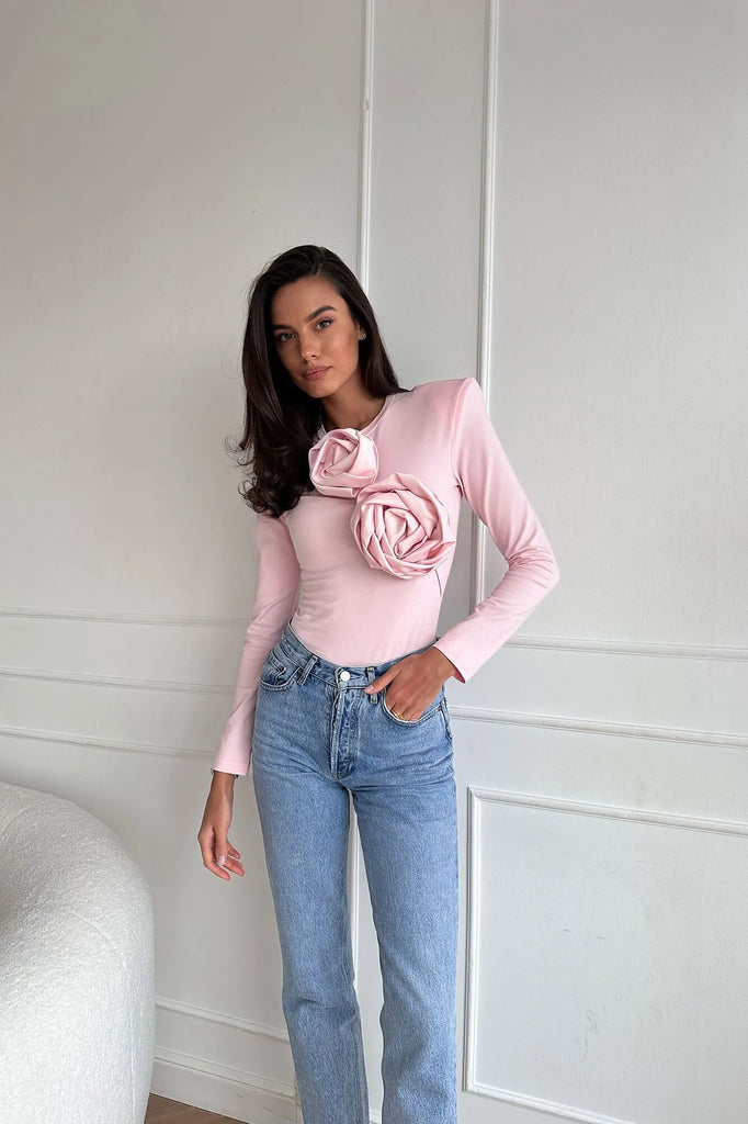 Rose Detail Knitted bodysuit - POST MERIDIEM