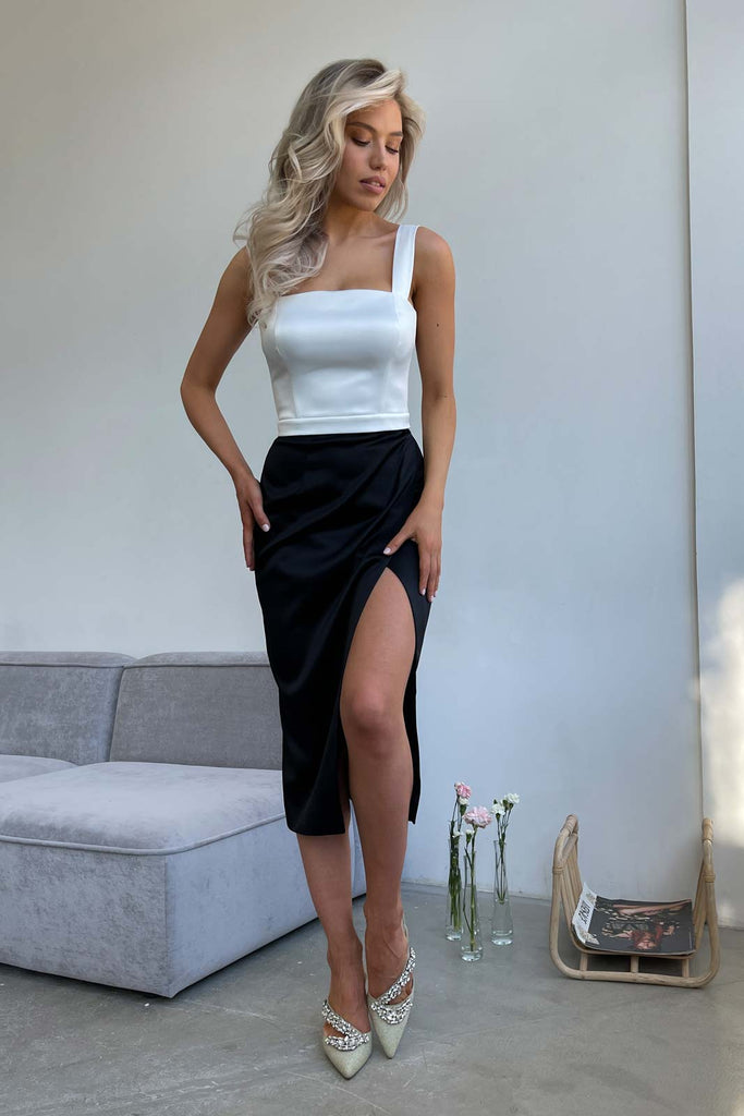 Satin Wrap Midi Skirt - POST MERIDIEM