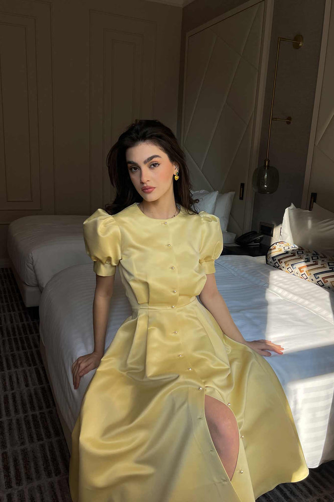 Button Front Midi Dress - POST MERIDIEM