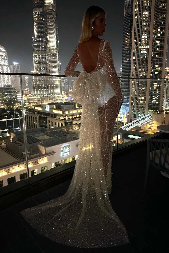 Open Back Bow Detail Maxi Dress - POST MERIDIEM