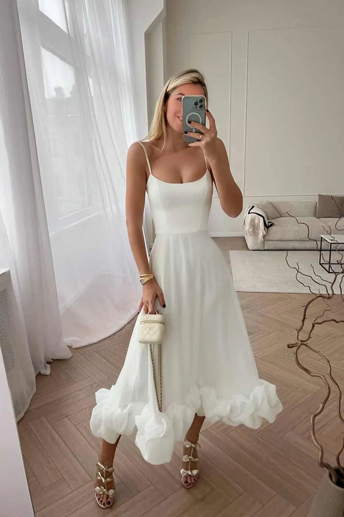 Flounce Bustier Midi Dress - POST MERIDIEM