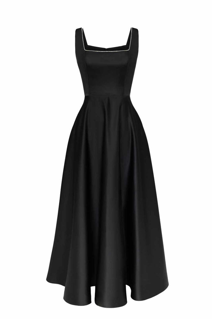 Strap Decorated Bodice Midi Dress - POST MERIDIEM